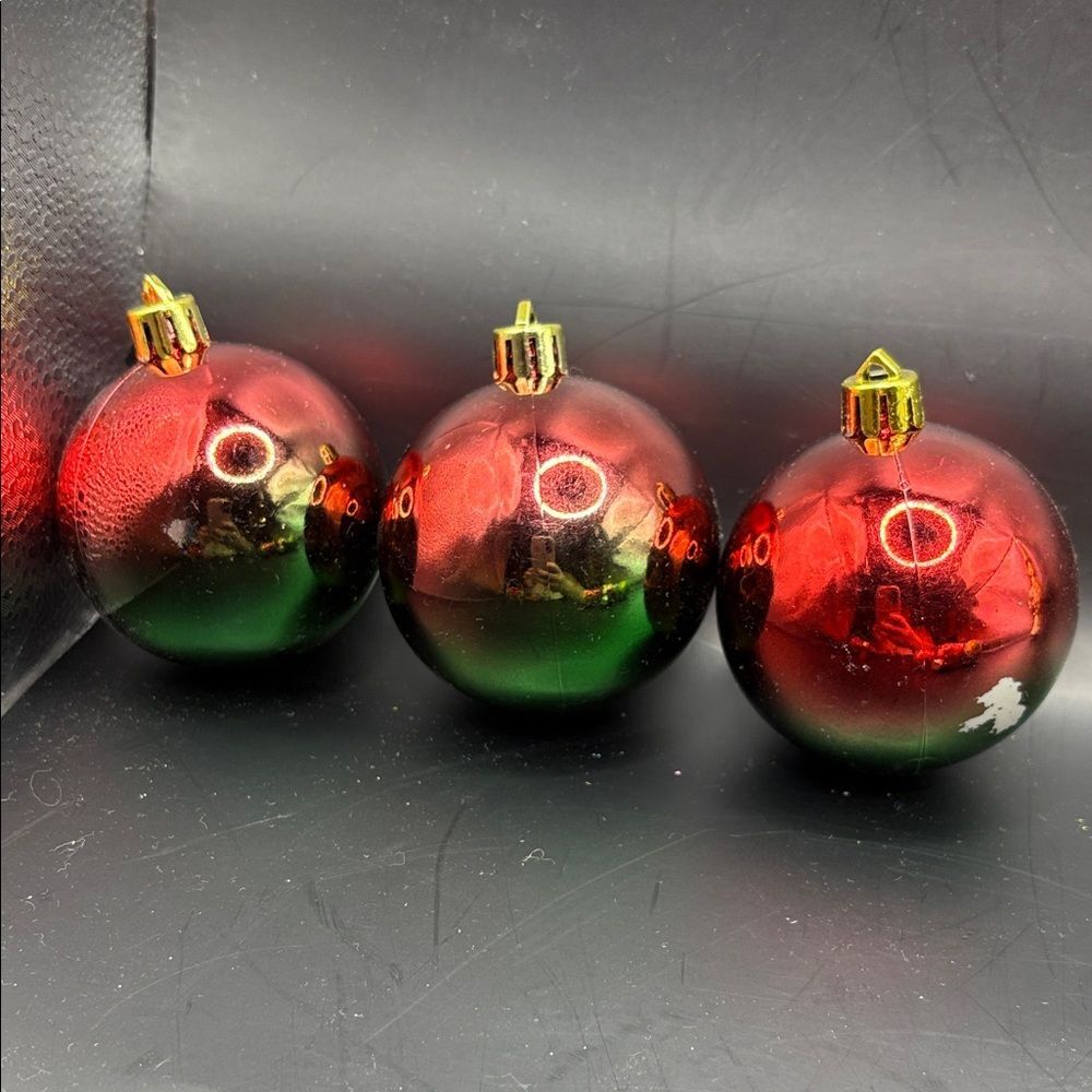 Festive Vintage Plastic Red and Green Ornaments